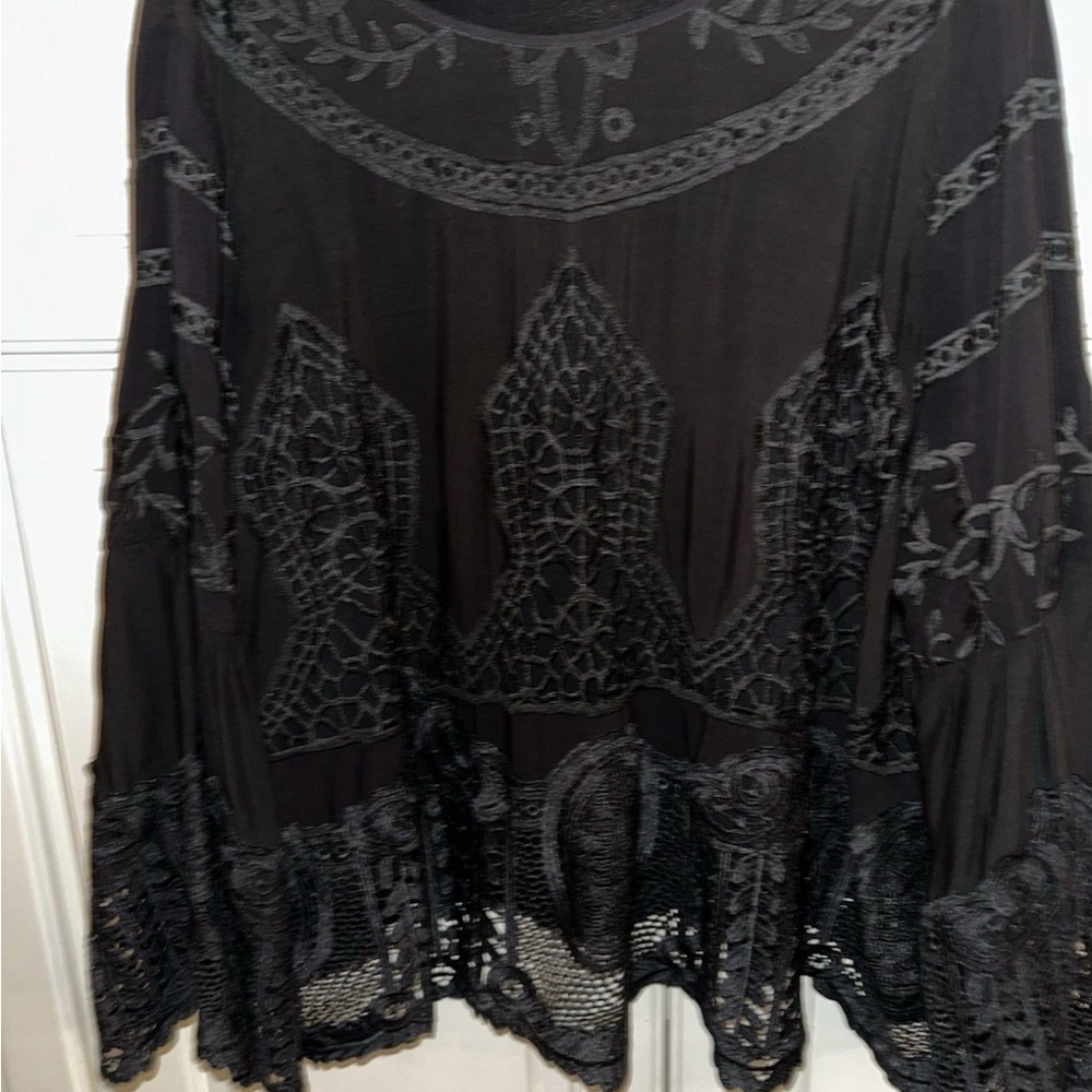 Soft Surroundings Black Lace Blouse